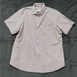 Mizzen + Main Men’s Standard Fit Brown Check Short Sleeve Button Up Shirt XL